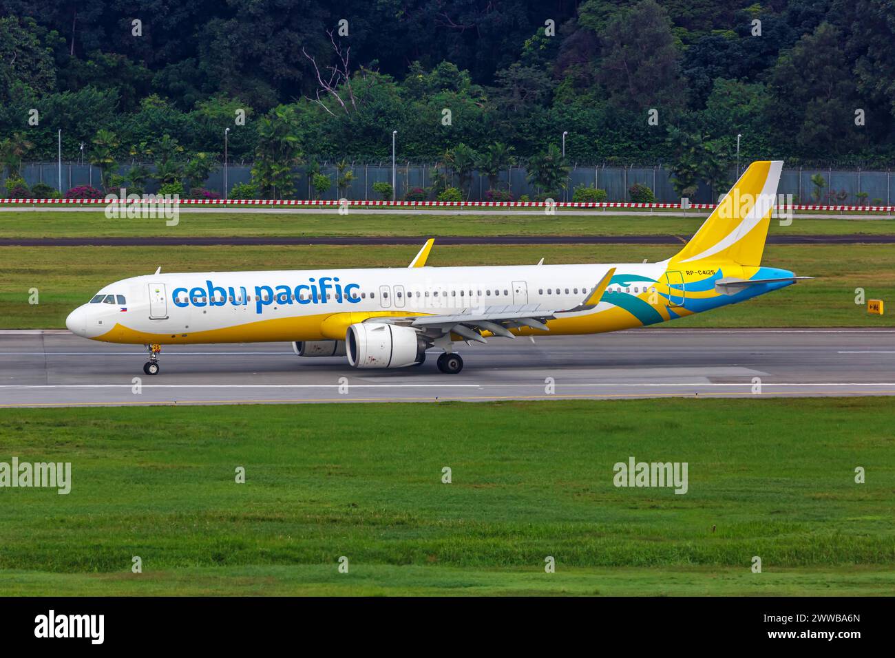 Changi, Singapore - February 3, 2023: Cebu Pacific Airbus A321neo airplane at Changi Airport (SIN) in Singapore. Stock Photo