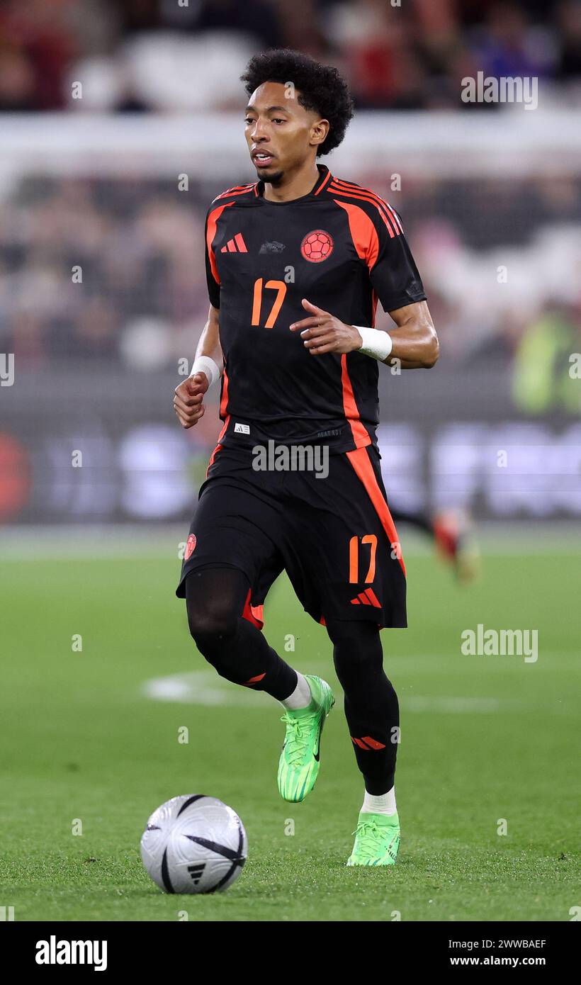 London, UK. 22nd Mar, 2024. Johan Mojica of Colombia during the International Friendly match at the London Stadium, London. Picture credit should read: David Klein/Sportimage Credit: Sportimage Ltd/Alamy Live News Stock Photo