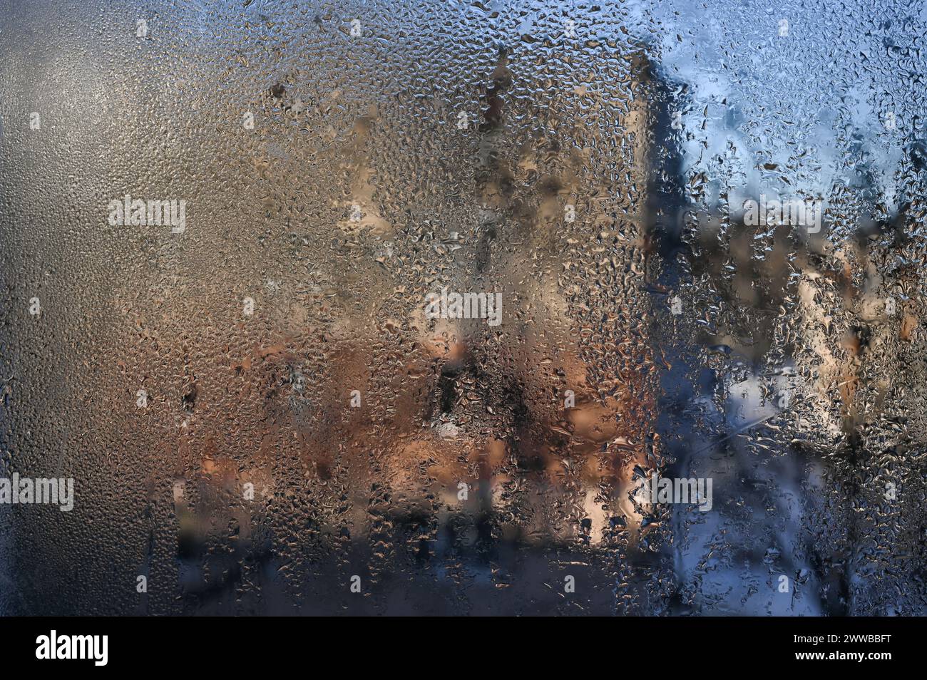 Condensation drops on the glass, wet window Stock Photo