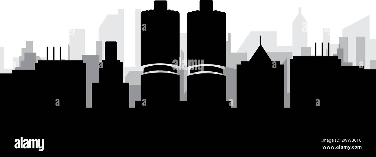 Chicago city skyline illustration Black and White Stock Photos & Images ...
