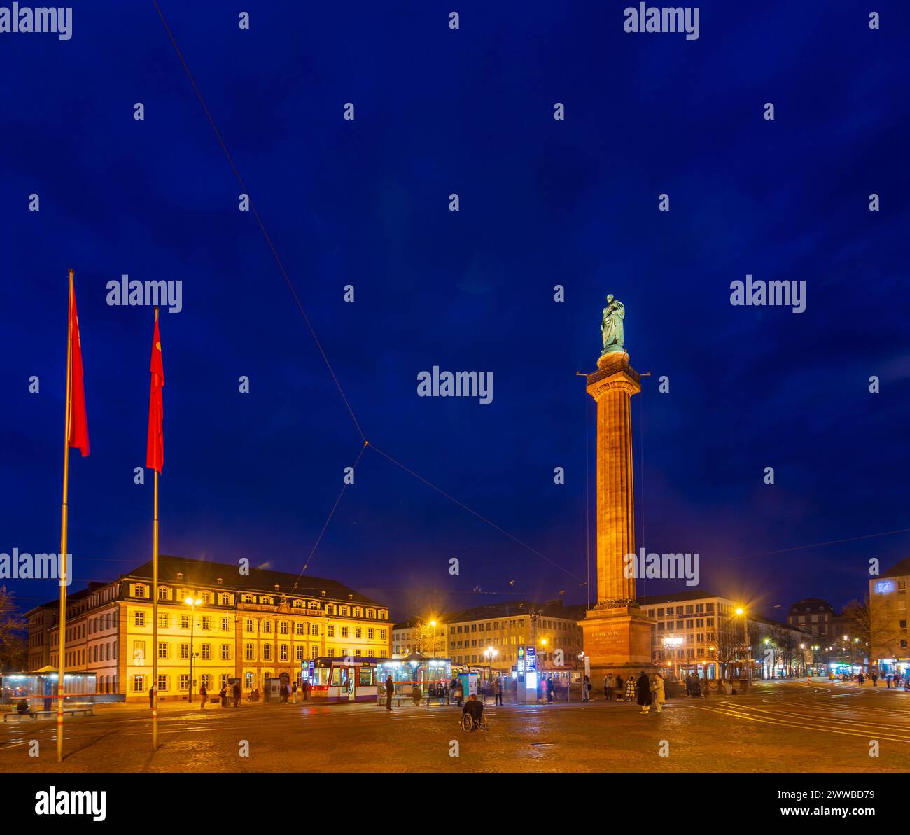Darmstadt: square Luisenplatz with Ludwig Monument in Bergstraße, Hessen, Hesse, Germany Stock Photo