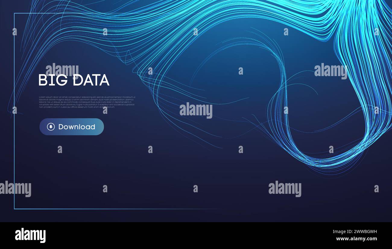 Big Data Download Background with Abstract Blue Lines Stock Vector ...