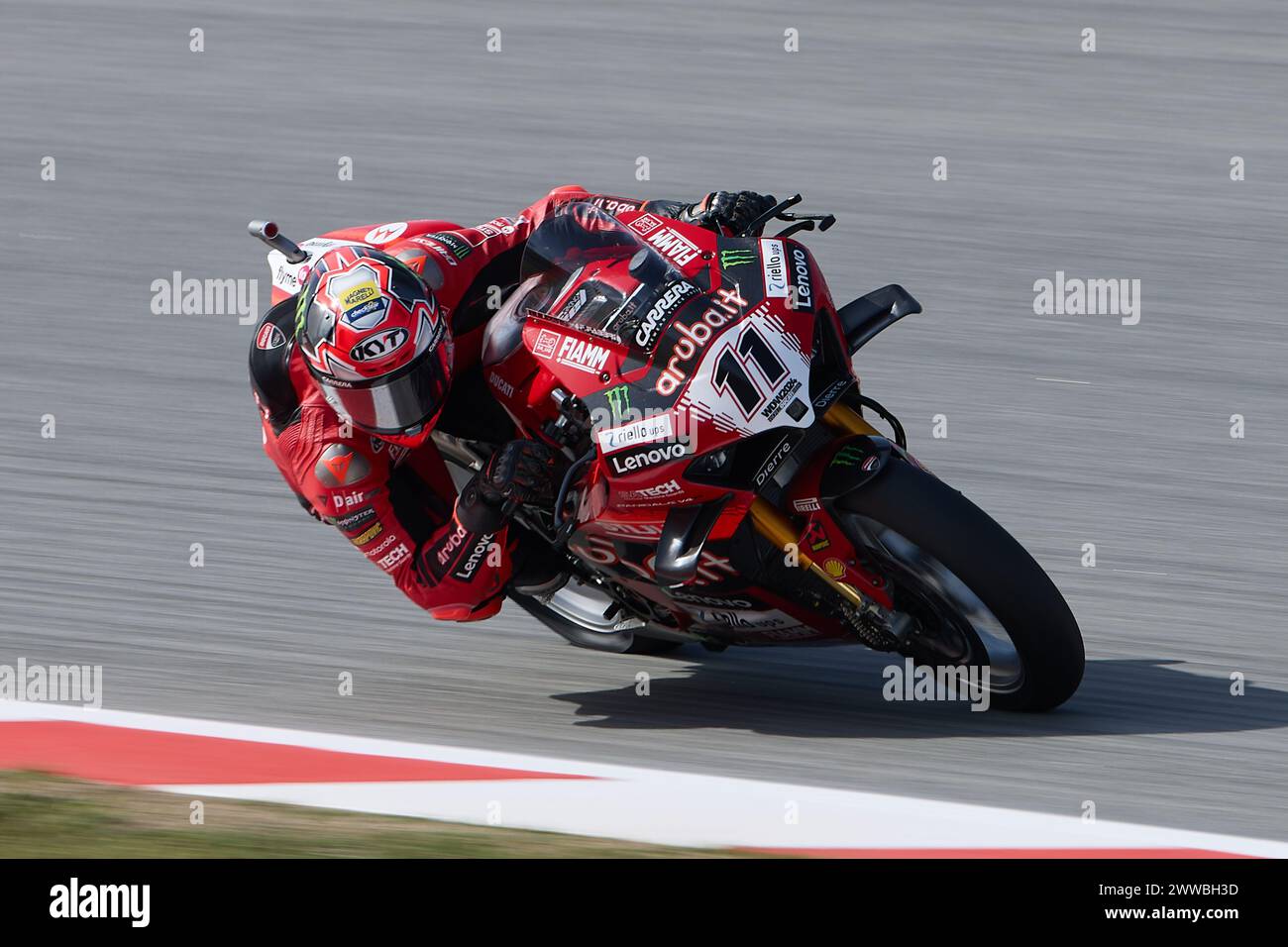 Barcelona, Spain. 22nd Mar, 2024. Nicolo Bulega from Italy of Aruba.It Racing Ducati with Ducati Panigale V4r during the 2024 MOTUL FIM Superbike World Championship - Pirelli Catalunya Round at Circuit de Barcelona-Catalunya on March 22, 2024 in Barcelona, Spain (Credit Image: © David Ramirez/DAX via ZUMA Press Wire) EDITORIAL USAGE ONLY! Not for Commercial USAGE! Stock Photo