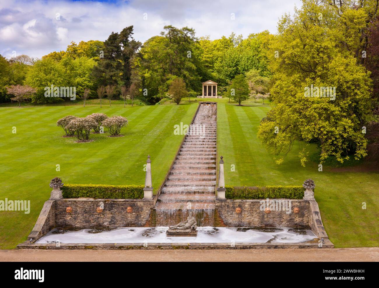 The cascades in Ballyfin demesne in County Laois, Ireland, flowing from