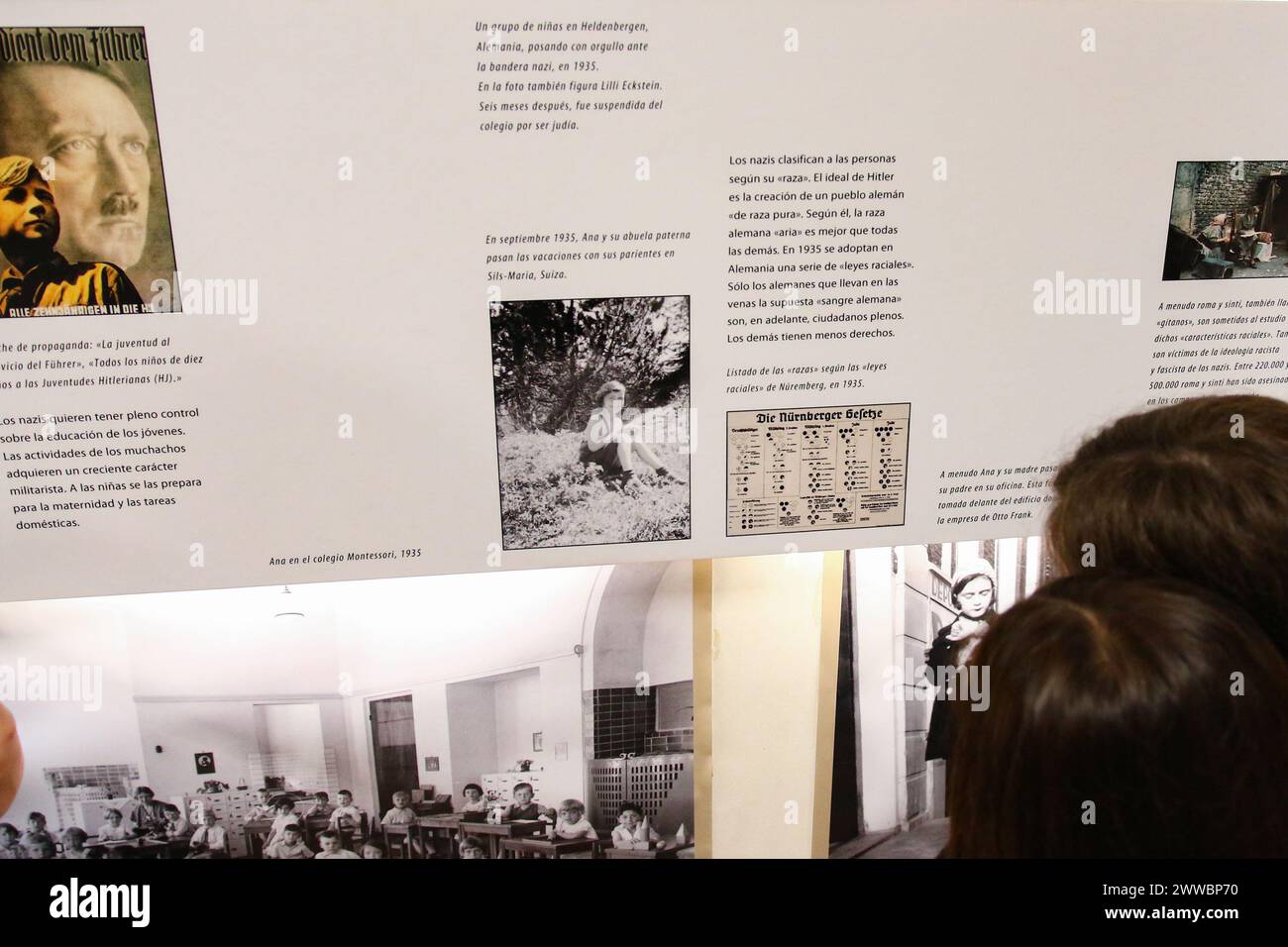 BUENOS AIRES 20.03.2024: Bibliography, photographs and a reproduction of the shelter where Anne Frank lived in Amsterdam at the Anne Frank Museum duri Stock Photo