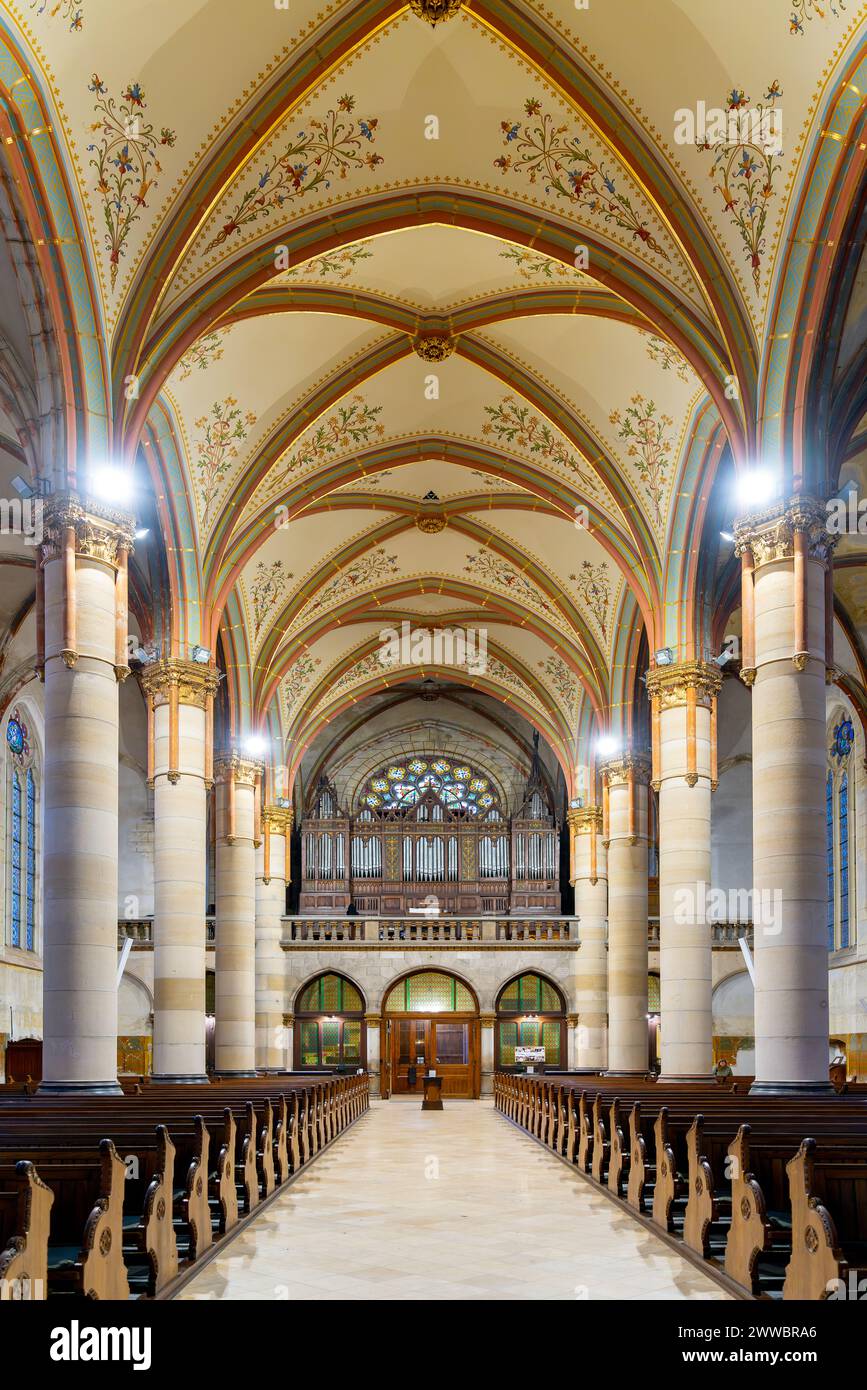 03.12.24. Budapest, Hungary. St. Elizabeth Parish Church of Árpád House (Hungarian: Szent Erzsébet Templom és Plébánia) Neogothic style  building. Gre Stock Photo