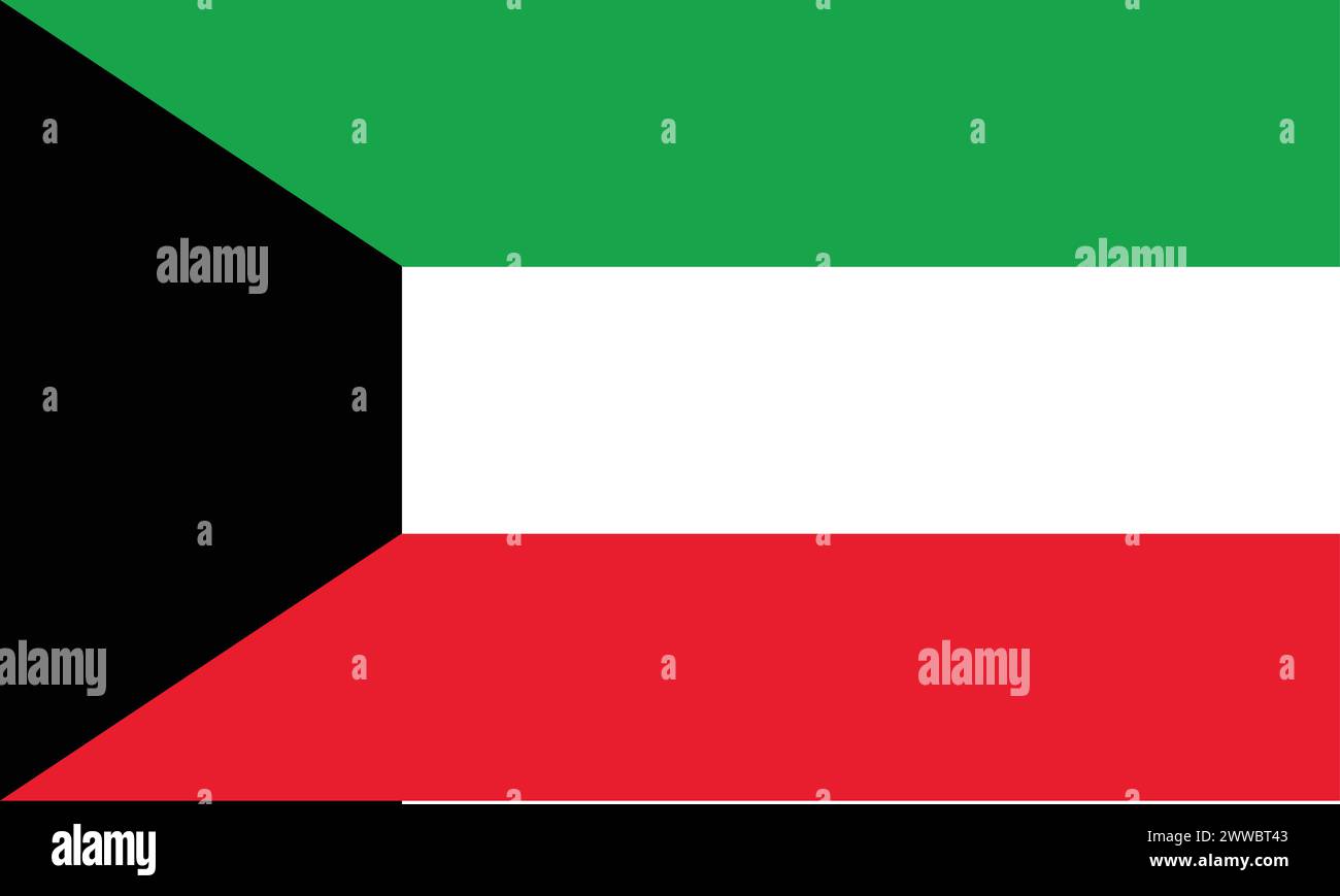 National Flag of Kuwait, Kuwait sign, Kuwait Flag Stock Vector