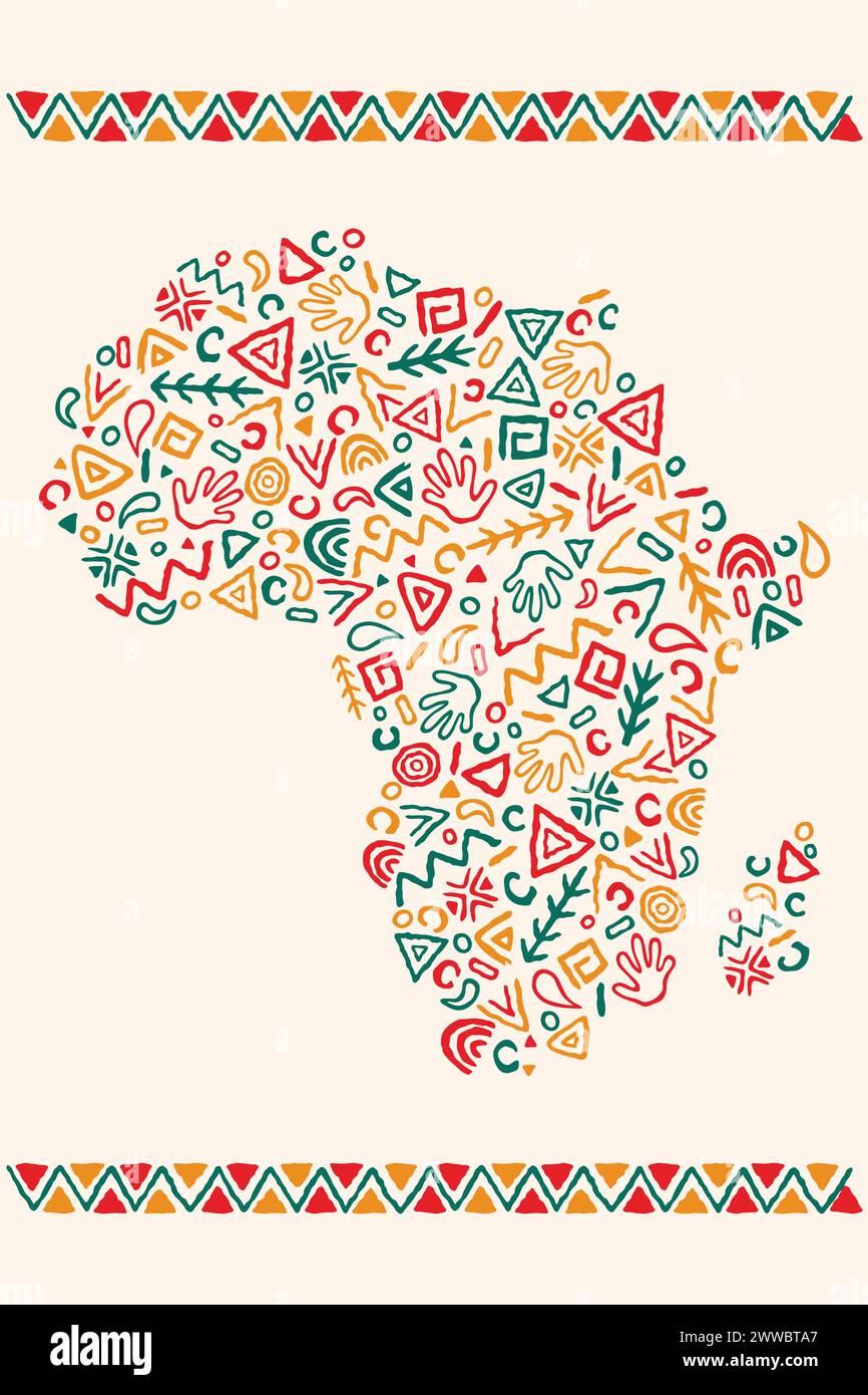 Africa day tribal art continent shape celebrating African unity . Eps ...