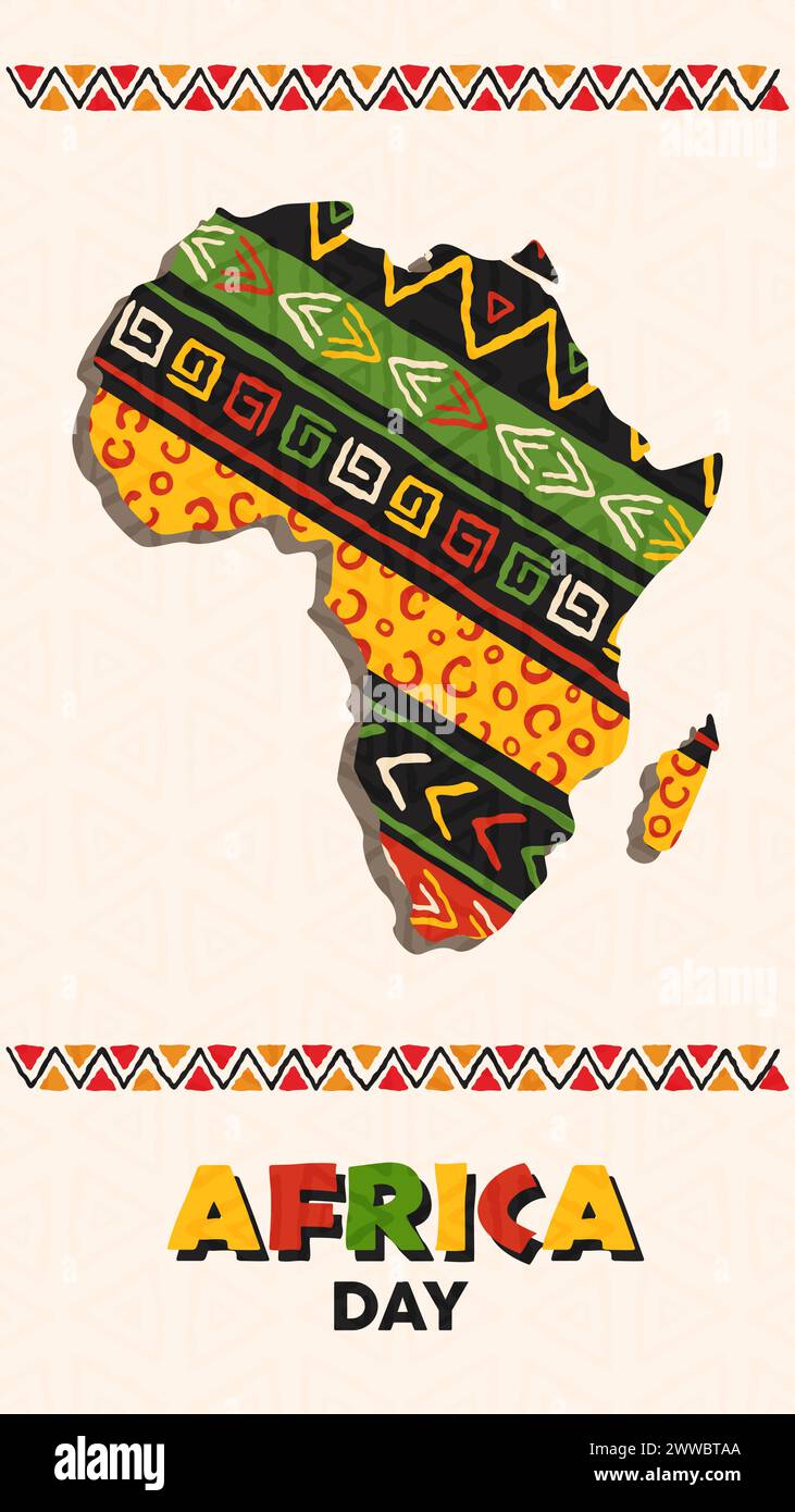 Africa day tribal art cut continent shape celebrating African unity ...