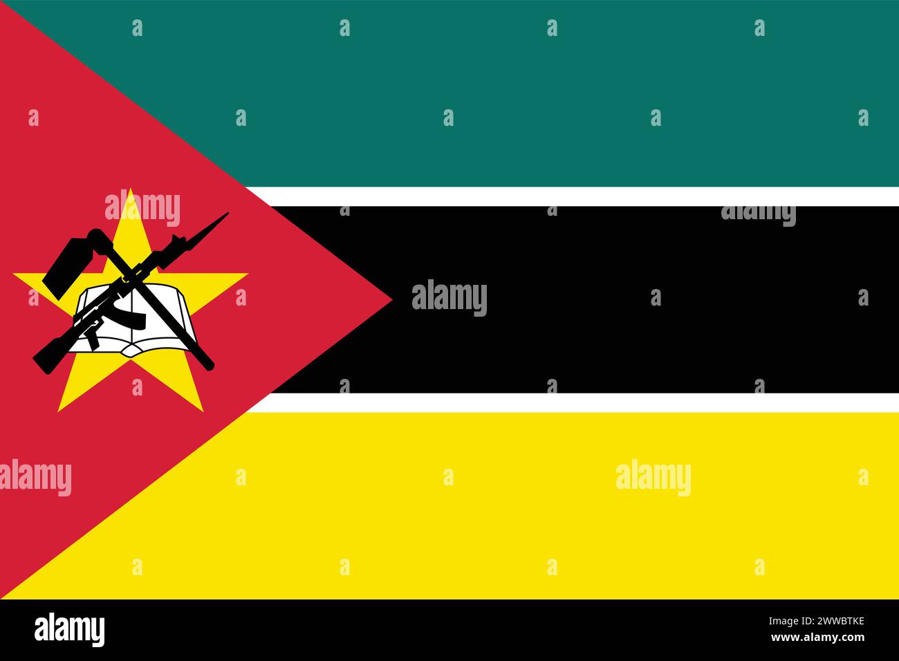 National Flag of Mozambique, Mozambique sign, Mozambique Flag Stock Vector