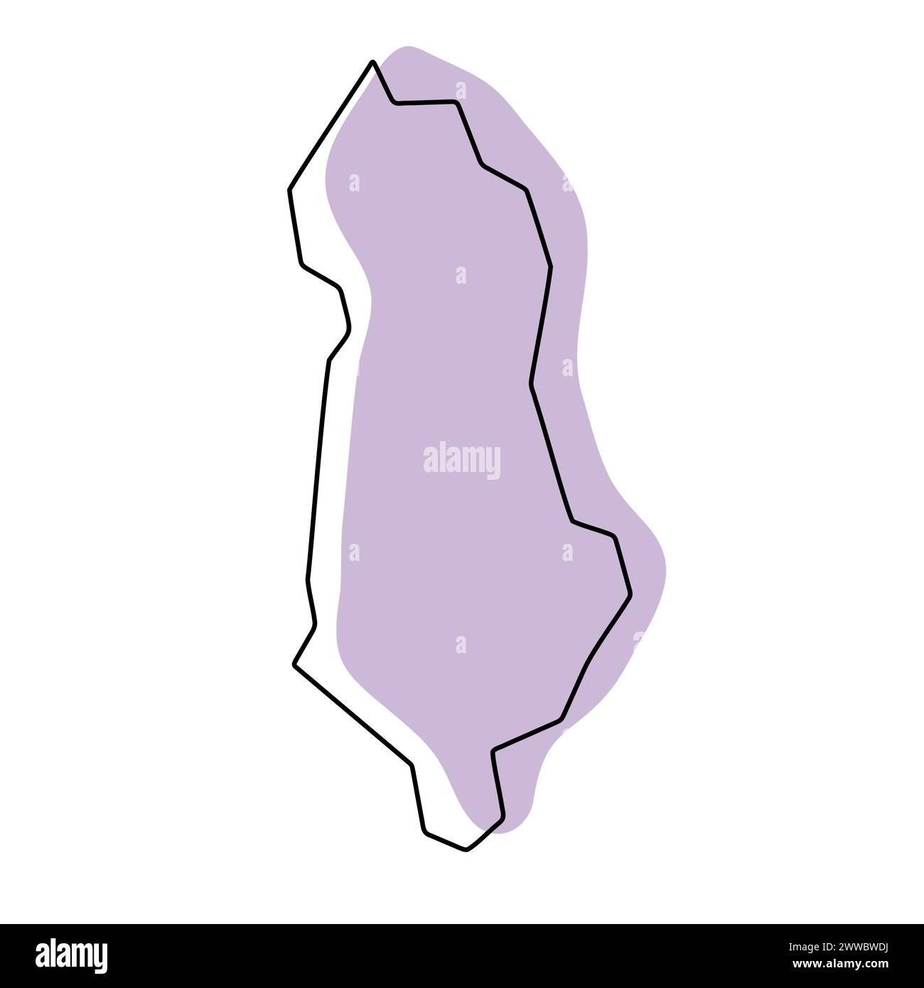 Albania Country Simplified Map Violet Silhouette With Thin Black