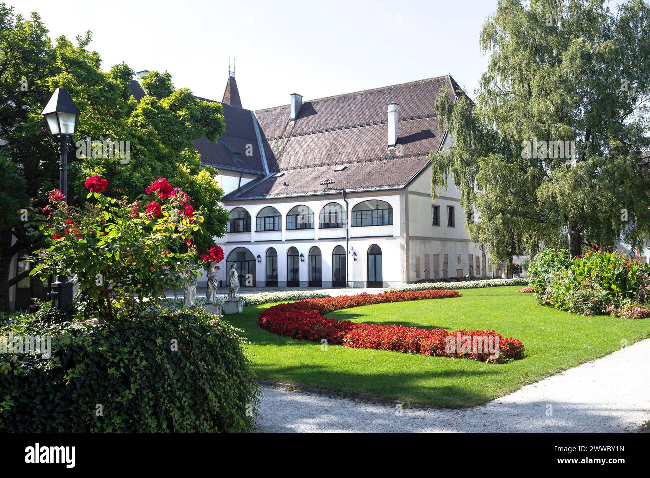 West Wing Of Wels Castle In The Castle Garden, Wels City, Upper Austria, Austria Stock Photo