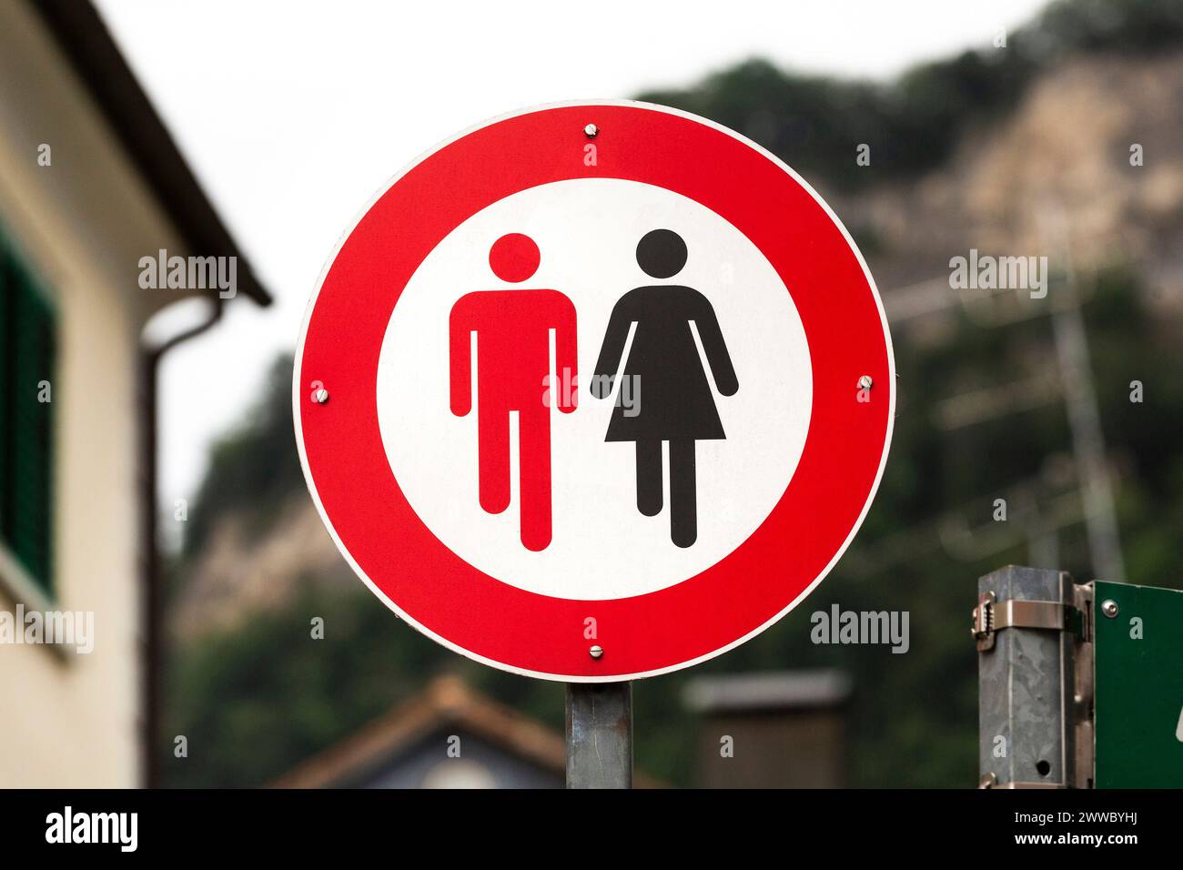 Sign, No Overtaking For Men Stock Photo