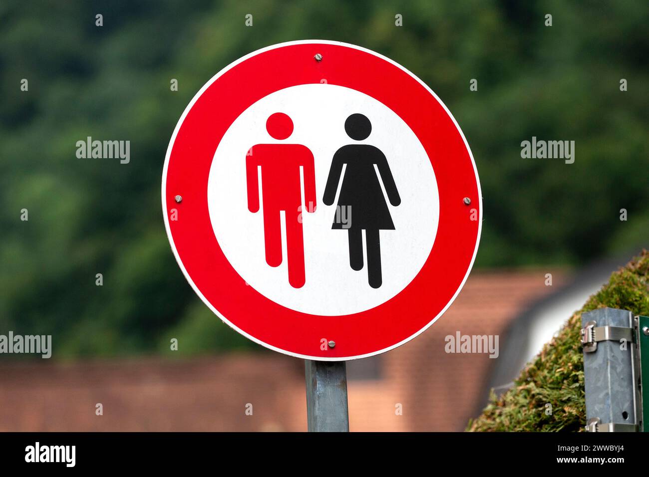 Sign, No Overtaking For Men Stock Photo