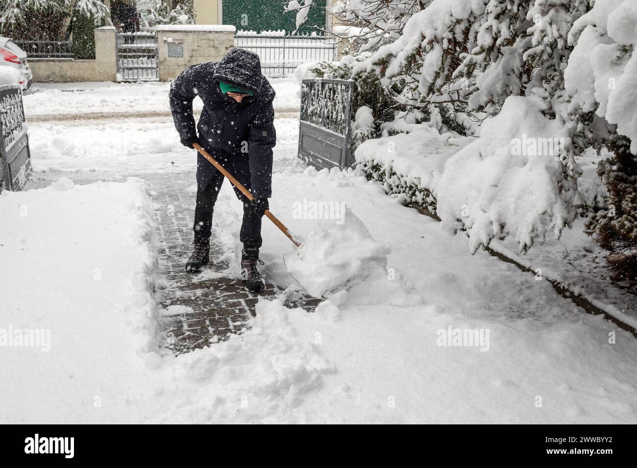 Shoveling Snow Stock Photo