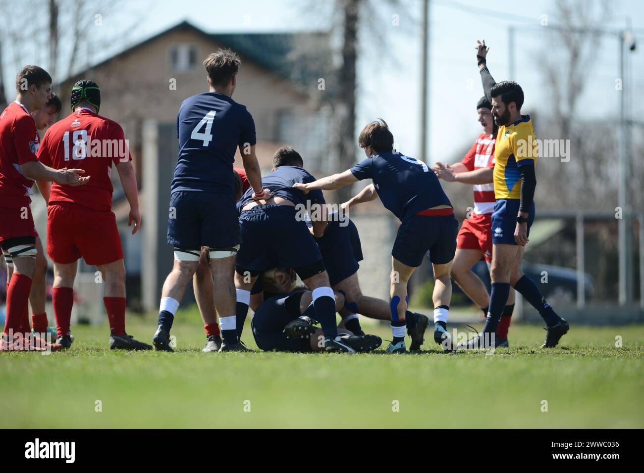 Friendly Rugby game between Romania U18 Team vs Poland U18 Team ,Bucharest ,23.03.2024 Stock Photo