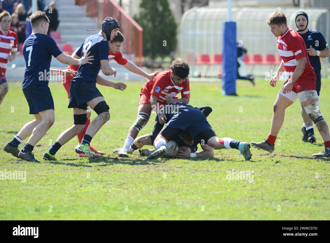 Friendly Rugby game between Romania U18 Team vs Poland U18 Team ,Bucharest ,23.03.2024 Stock Photo
