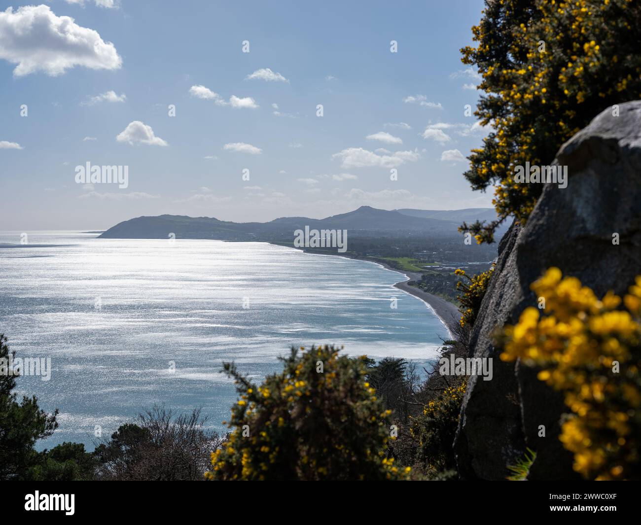 A view of the Wicklow coastline from Killiney Hill in south Dublin, ireland. Stock Photo