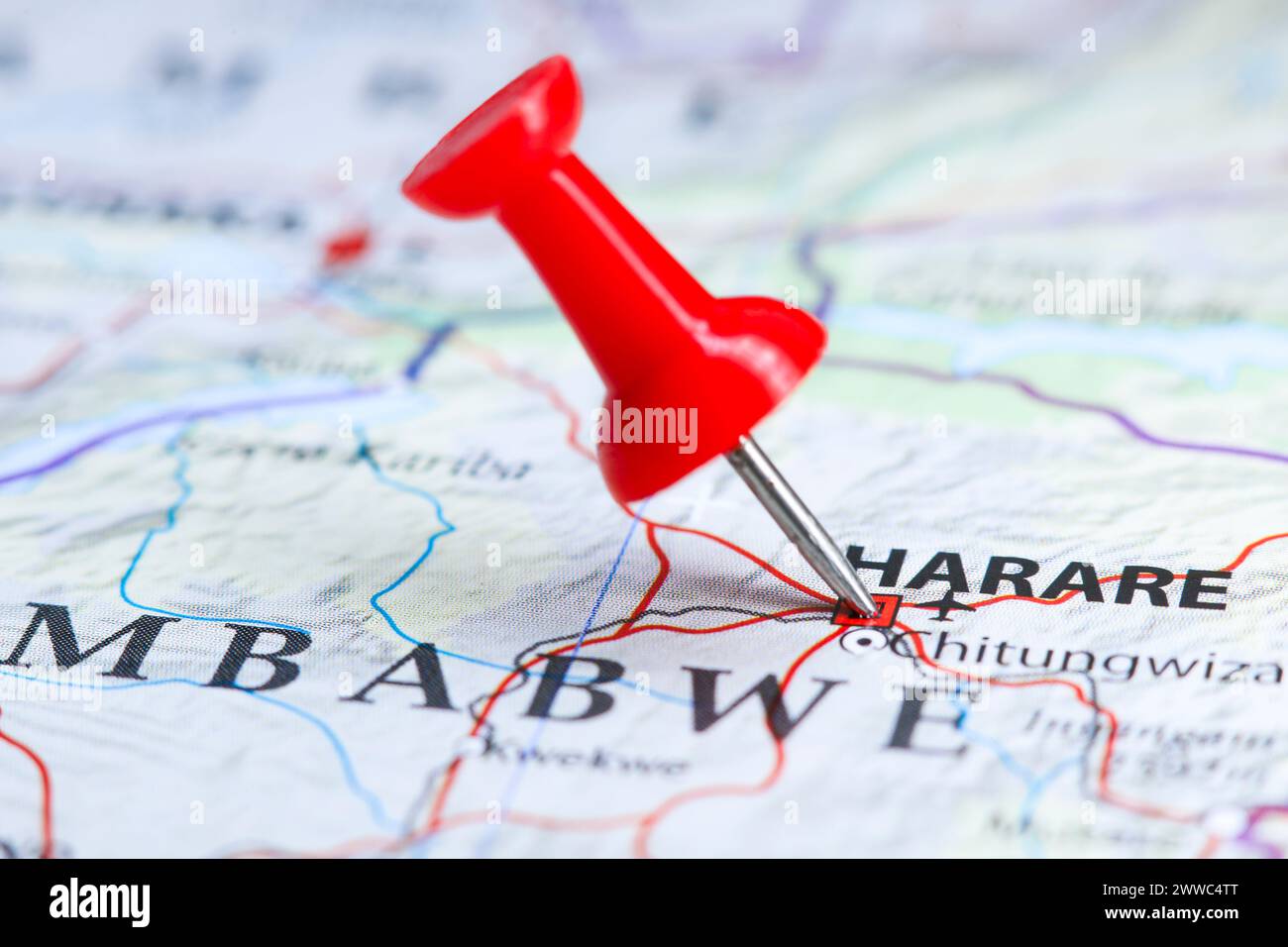 Harare , Zimbabwe pin on map Stock Photo - Alamy