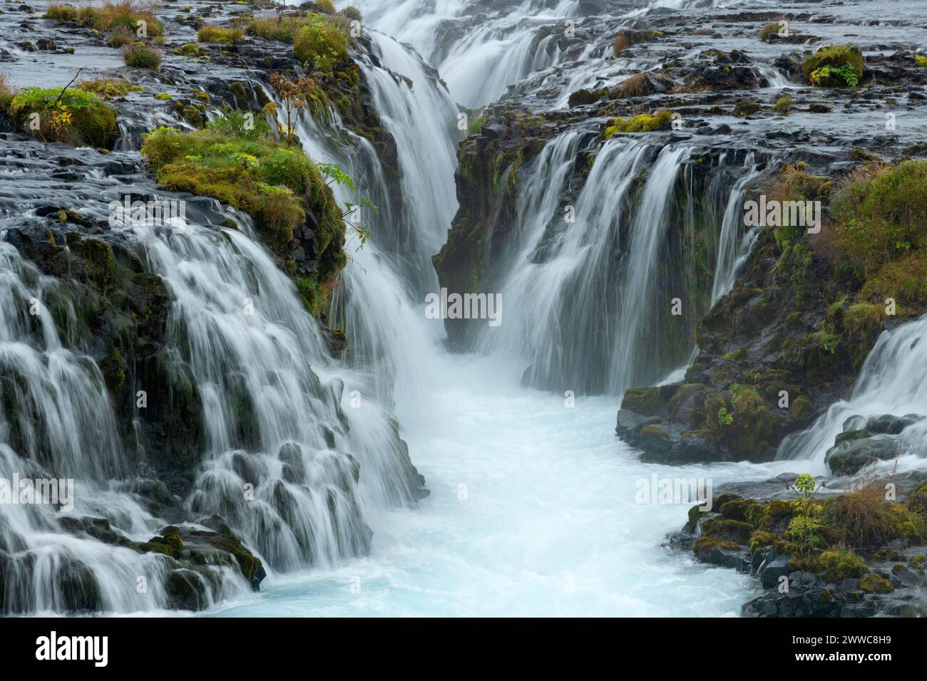 Iceland, Sudurland, Long exposure of Bruarfoss waterfall Stock Photo