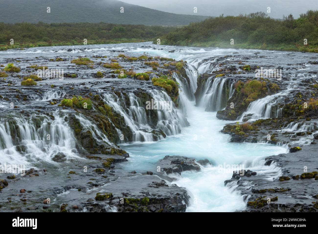 Iceland, Sudurland, Long exposure of Bruarfoss waterfall Stock Photo