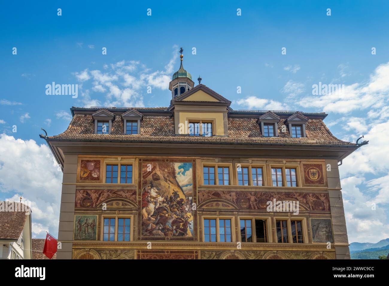 Town hall in old city of Schwyz, Switzerland Stock Photo
