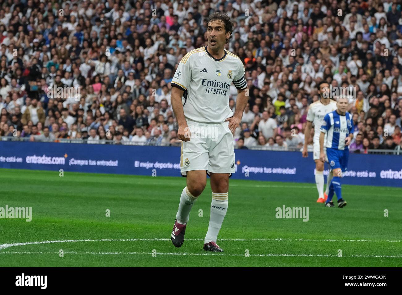 Raúl González Blanco  on during the Corazon Classic 2024 charity football match between Real Madrid and FC Porto, at the Santiago Bernabeu stadium in Stock Photo