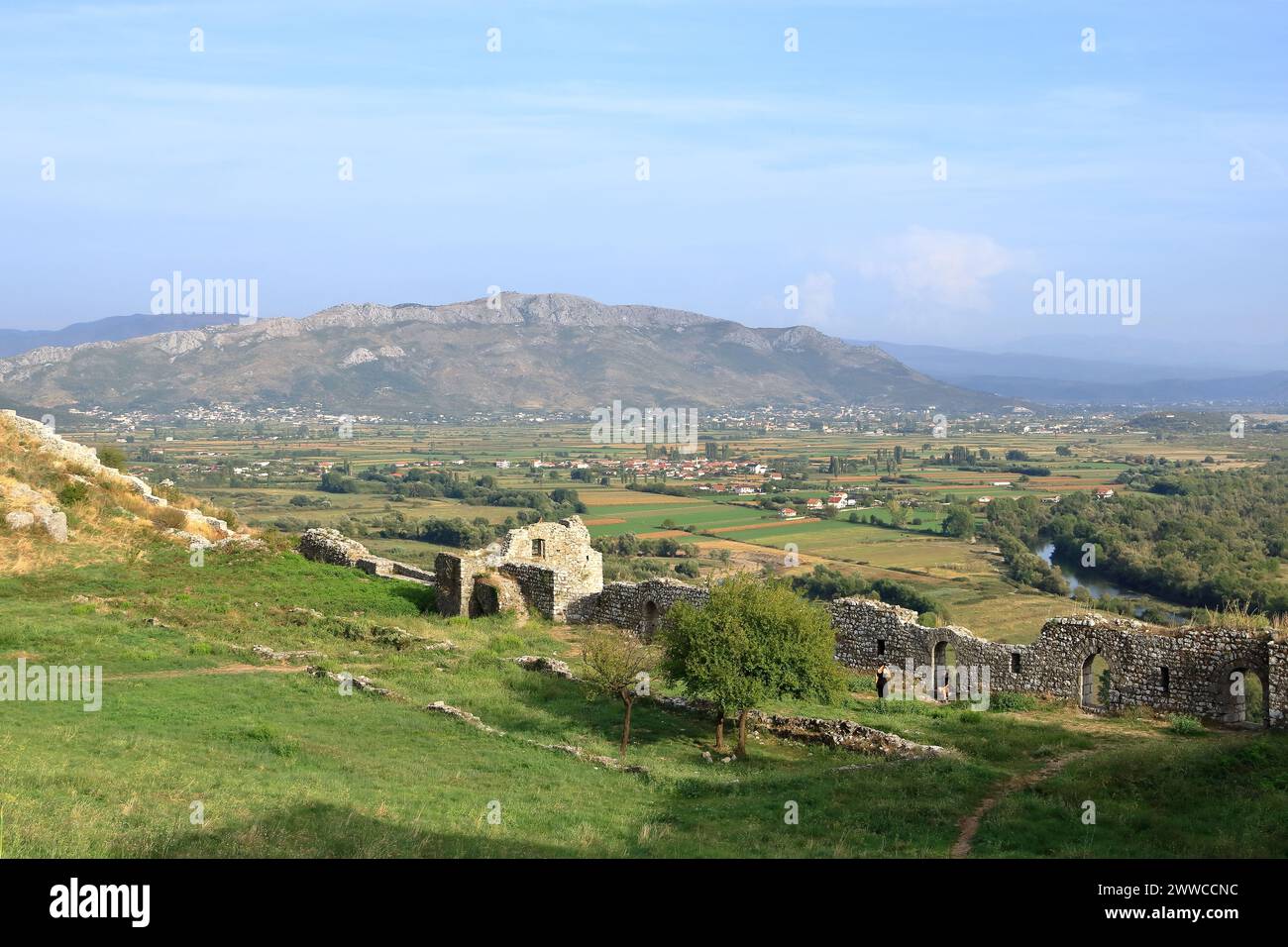 September 19 2023 - Shkoder in Albania: people visit the the walls of ...