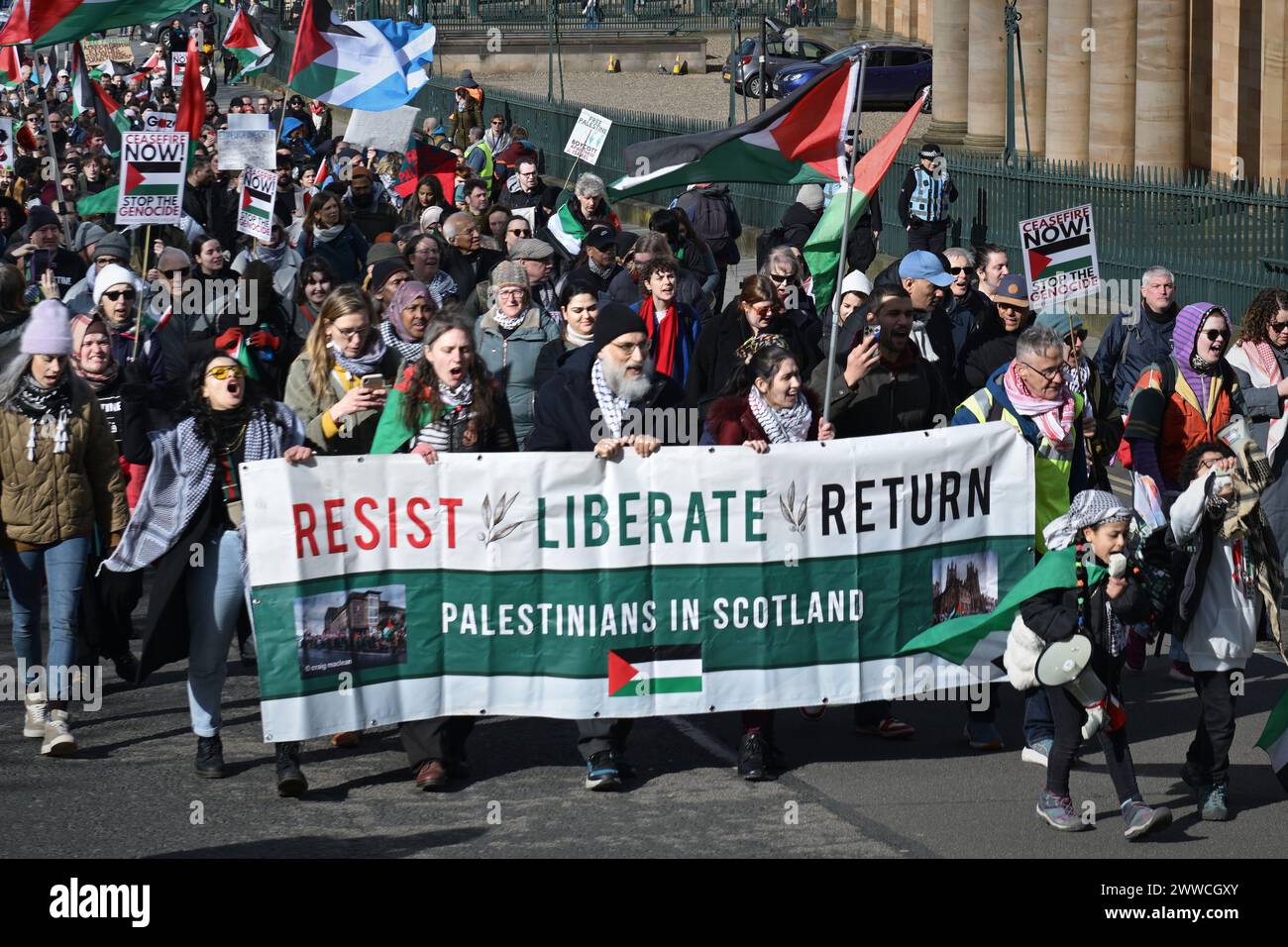 Edinburgh Scotland, UK 23 March 2024. A Pro Palestinian march takes place through the city centre.credit sst/alamy live news Stock Photo