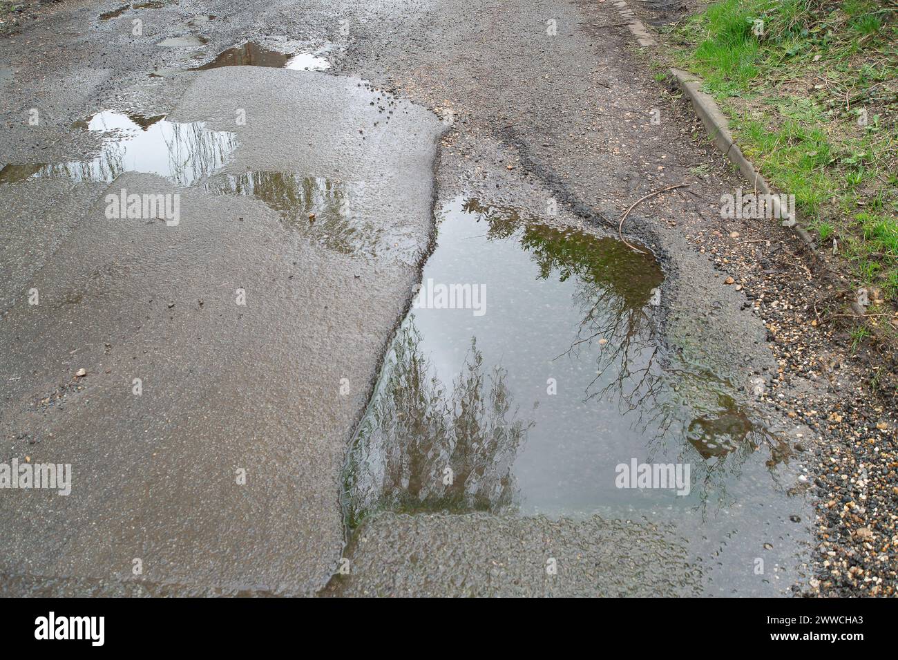 Slough, UK. 21st March, 2024. Water has been flowing out of a manhole
