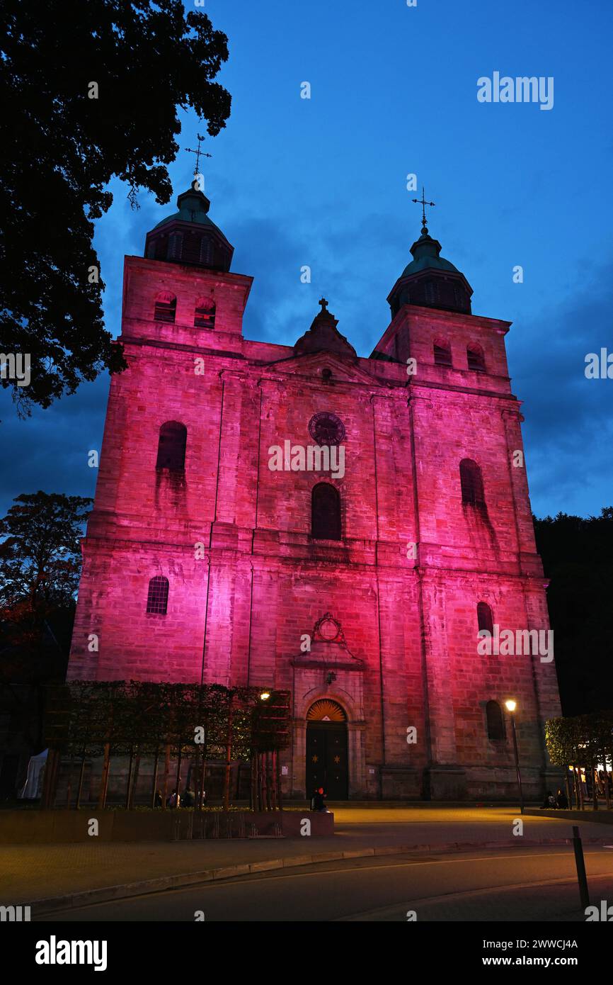 Malmedy cathedral highlighted Stock Photo