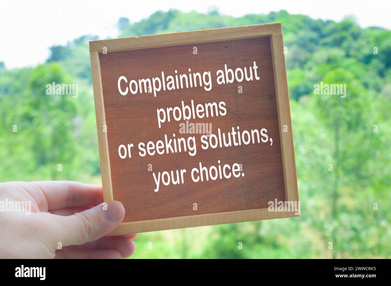 Choice concept about complaining and problems. Own choice concept. Stock Photo