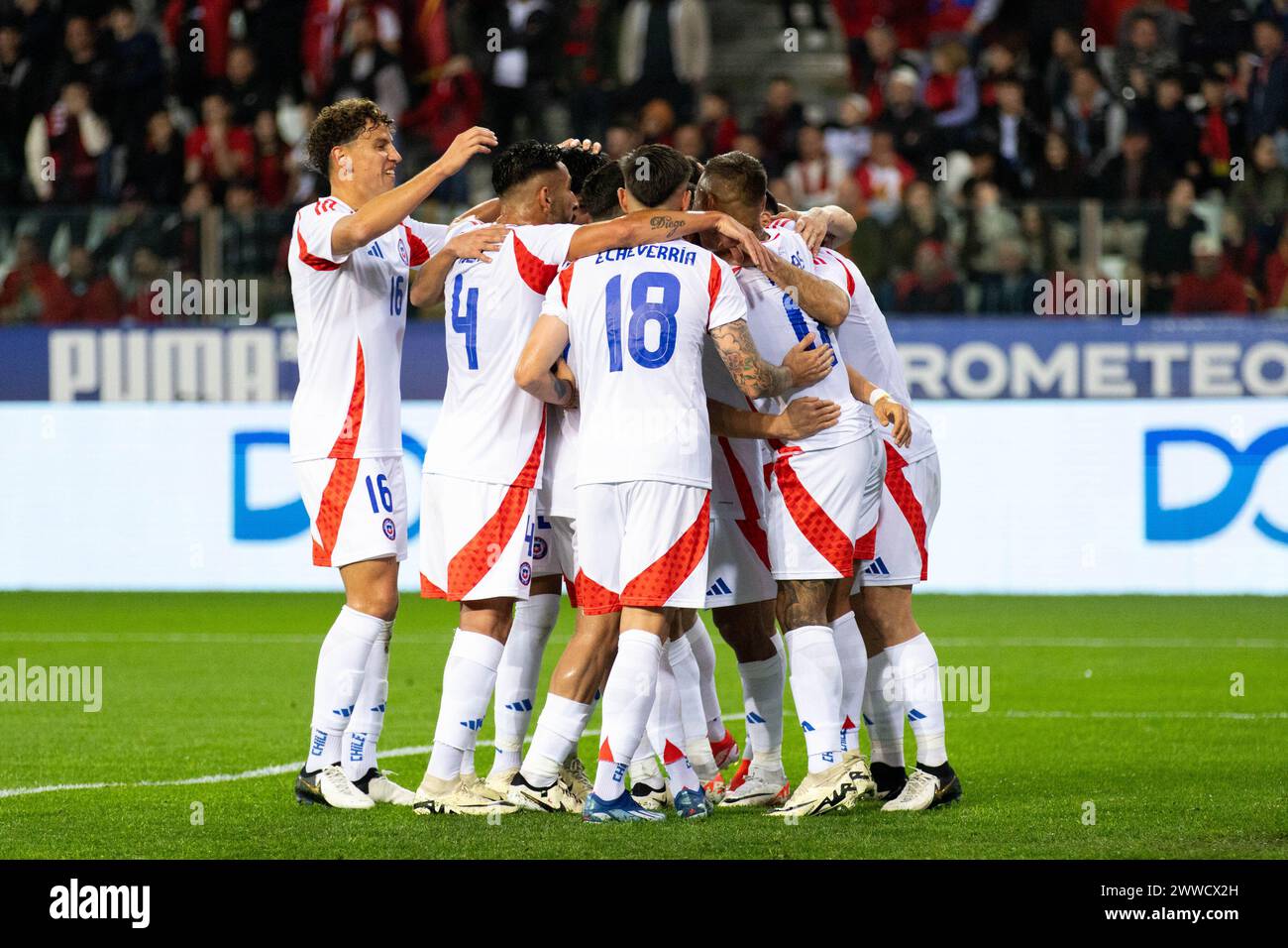Parma, Italy. 22nd Mar, 2024. Chile celebrates Eduardo Vargas Goal during Albania vs Chile, Friendly football match in Parma, Italy, March 22 2024 Credit: Independent Photo Agency/Alamy Live News Stock Photo
