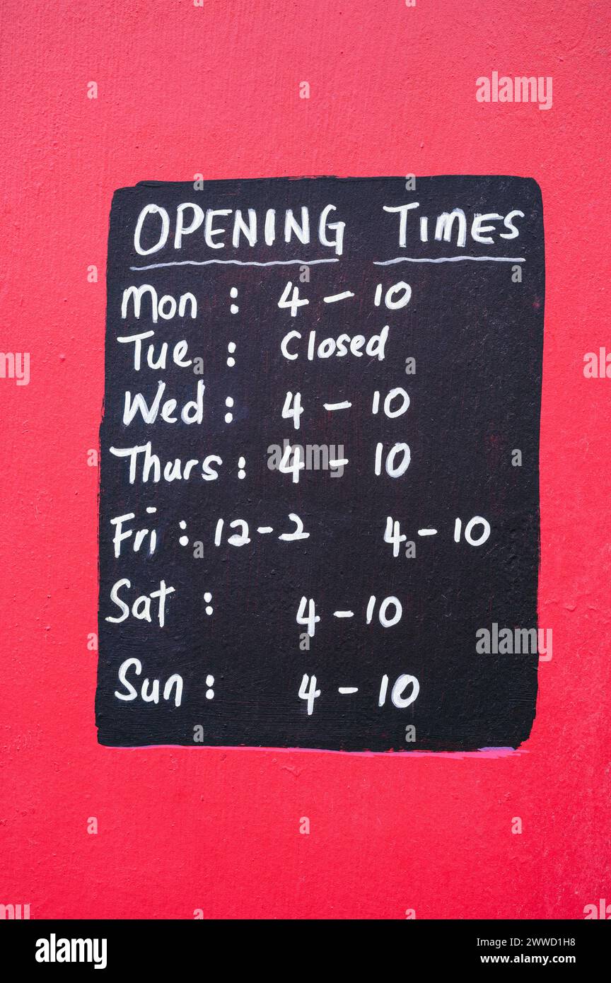 List of Shop Open Hours Stock Photo Alamy