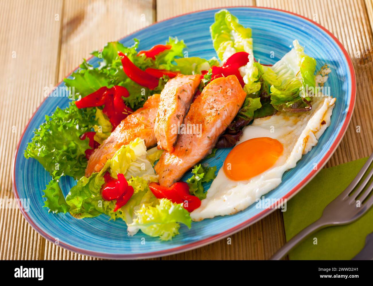 Fillet Breakfast Light dietary breakfast of trout fillet Stock Photo - Alamy