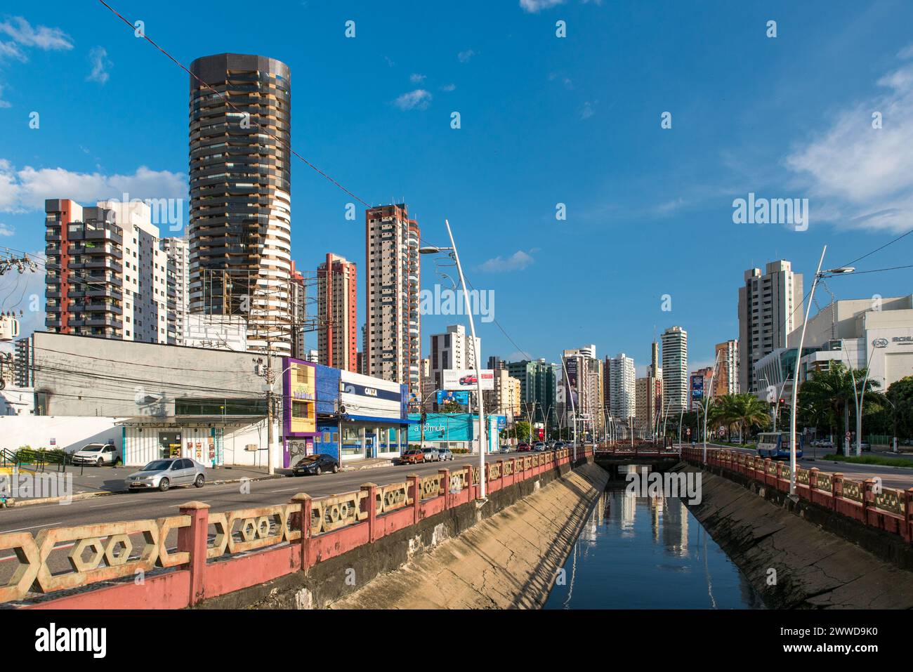 Belem, Brazil - December 25, 2023; Canal along the Visconde de Souza ...