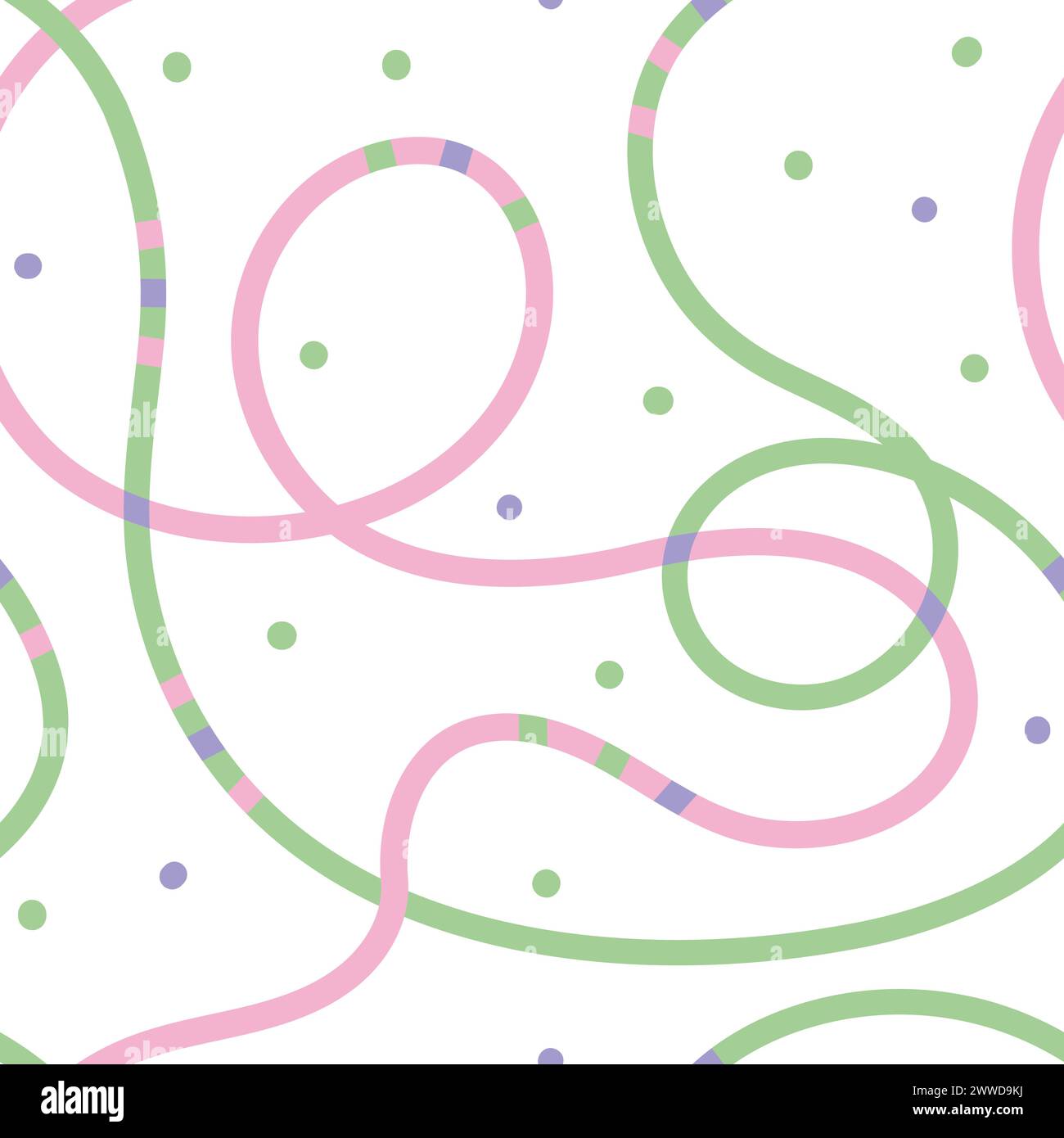 Continios line doodle seamless pattern. Creative abstract squiggle ...