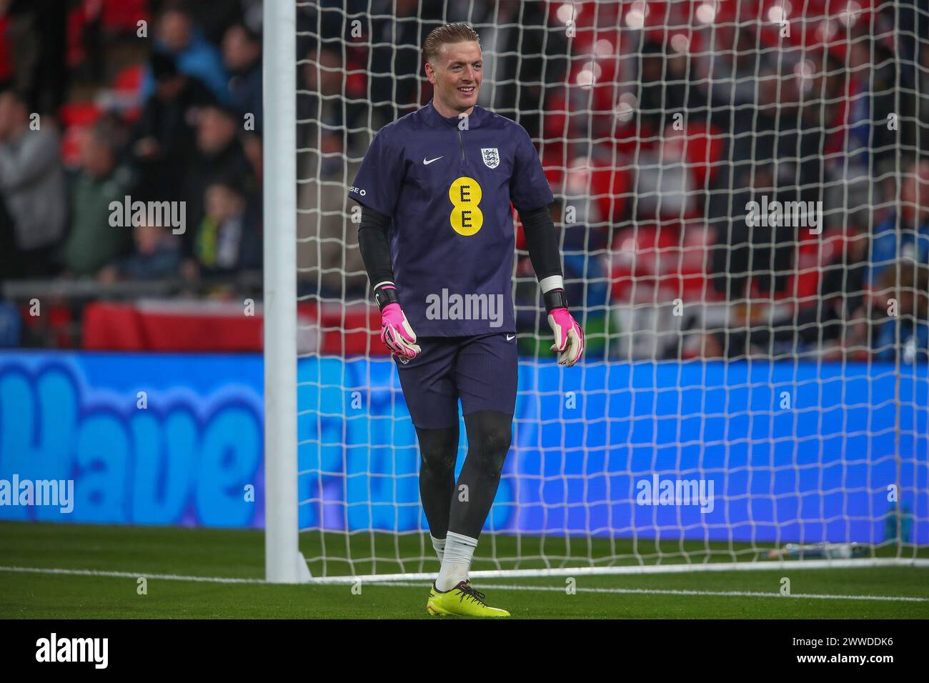 Jordan Pickford of England in the pregame warmup session during the ...