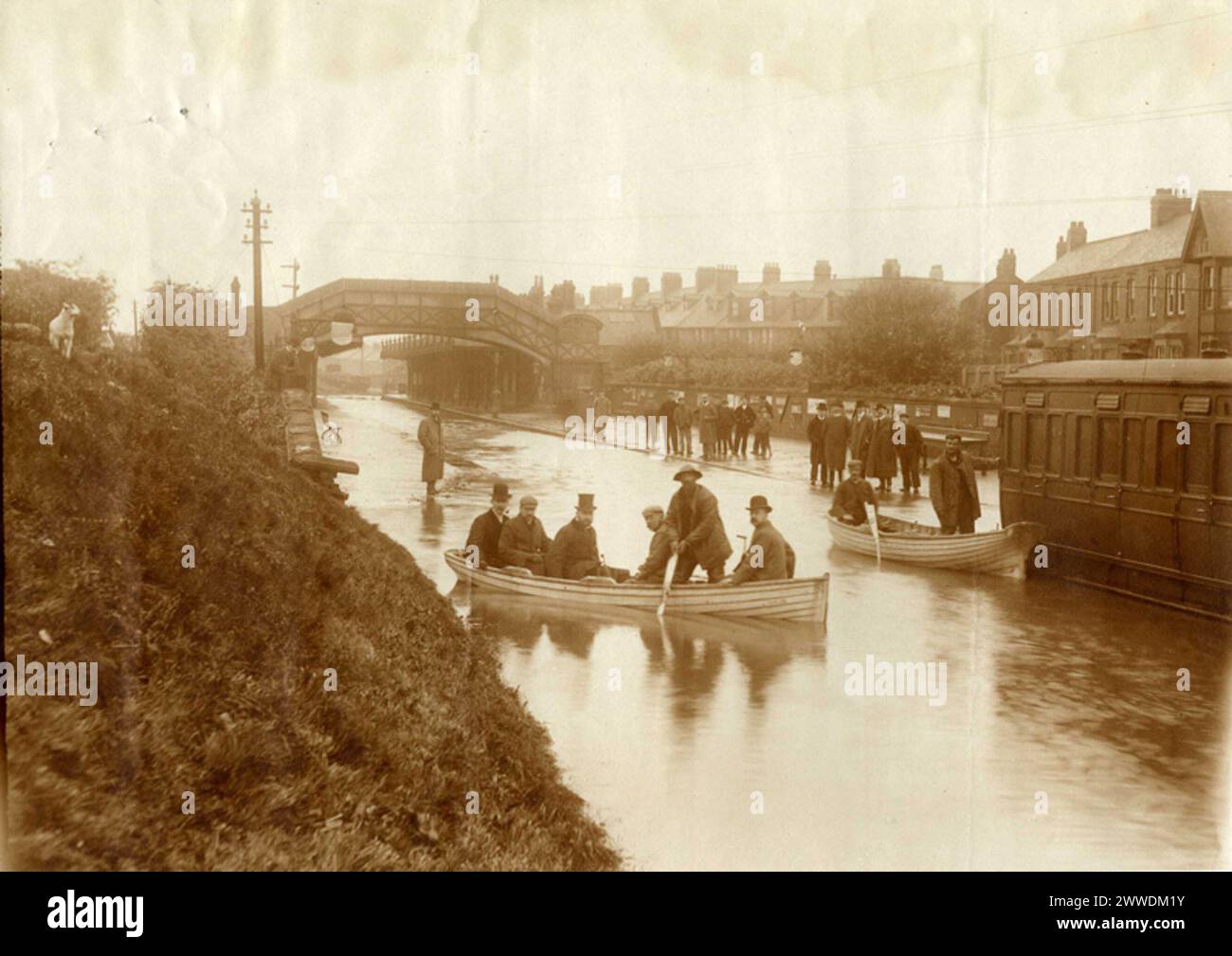 Photograph from 1900 by Burton Graham showing Cullercoats railway ...