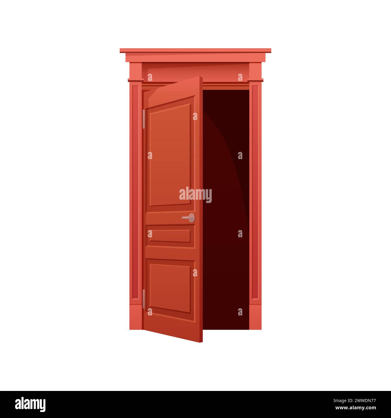 Animated door closing stage. Home entrance door, wooden front door