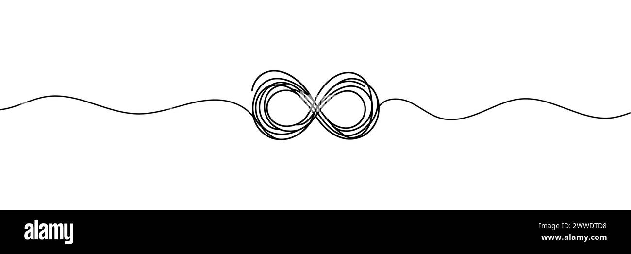 the infinity sign is drawn in one line style. Vector illustration Stock ...