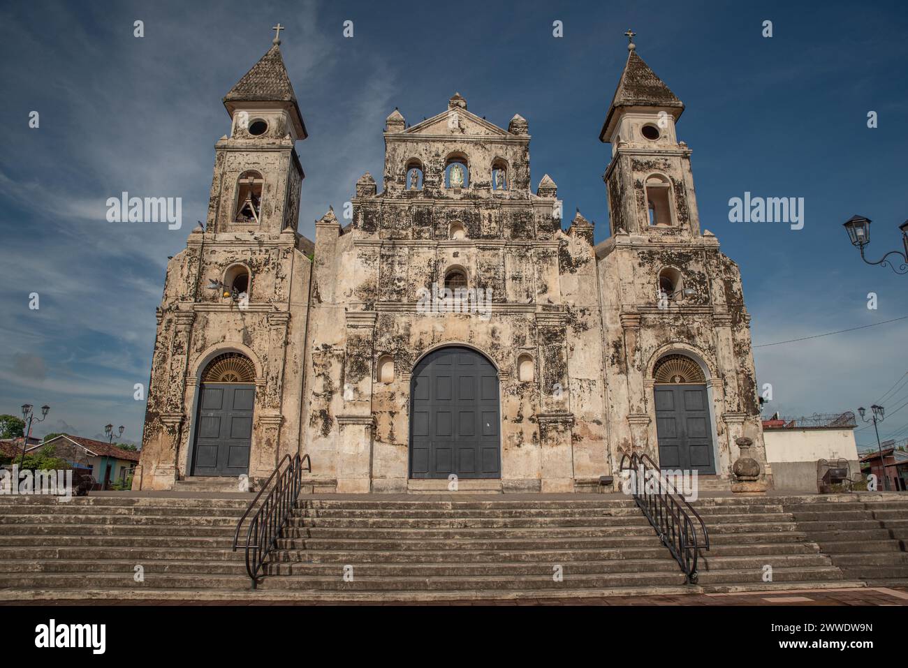 Front of Guadalupe Church Granada Nicaragua Stock Photo
