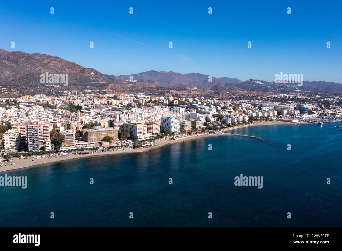 Aerial view sunny seaside city hi-res stock photography and images - Alamy