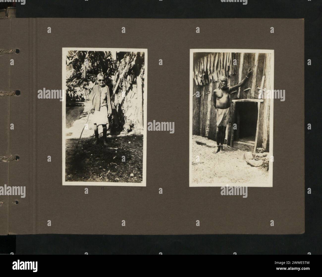 Photographs showing an elderly woman from Taumako and a village chief ...