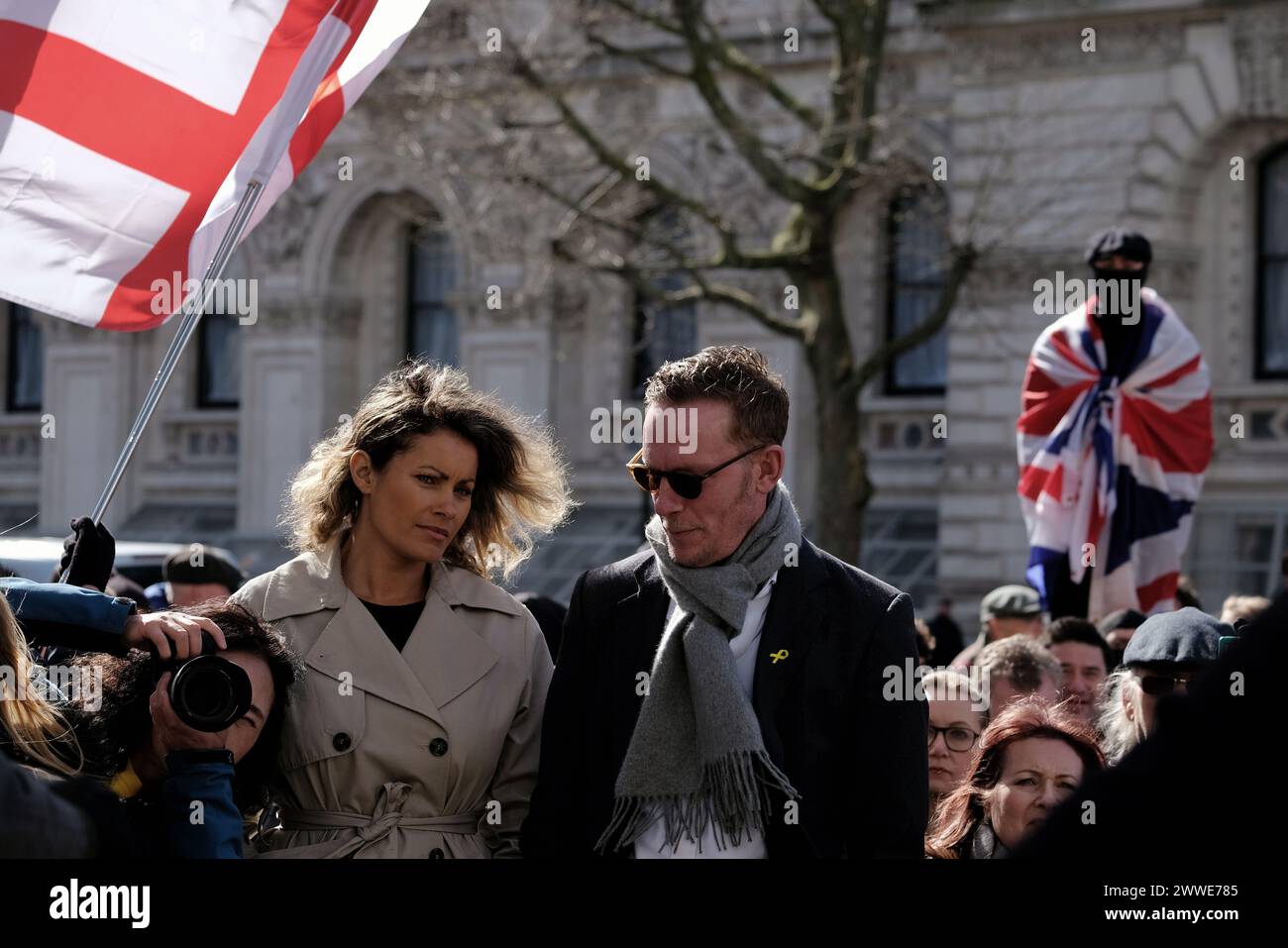London, UK, 23rd March, 2024. Pressure group Turning Point UK, who promote right-wing politics, held a rally to defend British culture in Whitehall with a range of speakers opposite the Cenotaph. Credit: Eleventh Hour Photography/Alamy Live News Stock Photo