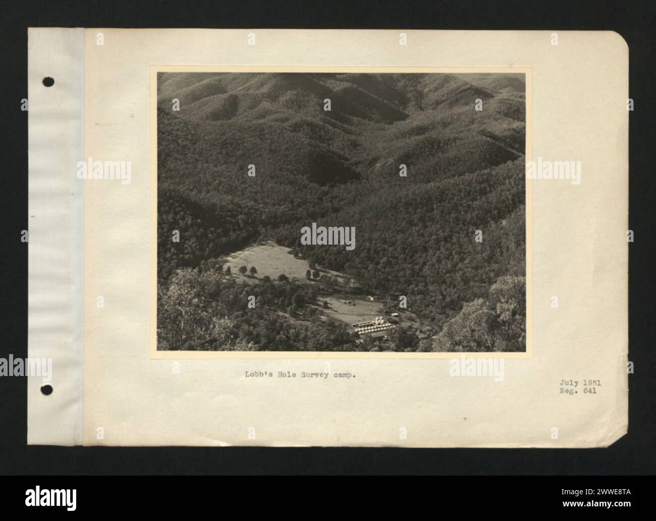 Description: Lobb's Hole Survey camp. Location: Lobb's Hole, Australia Date: July 1951 australia, australasia, oceania, australasiathroughalens Stock Photo