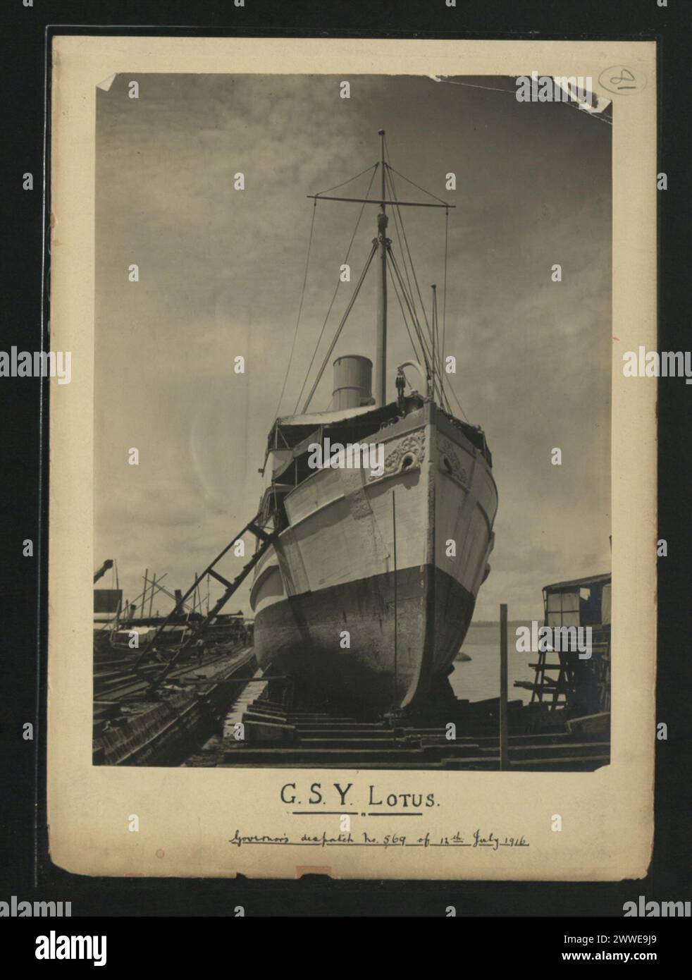 Description: G.S.Y Lotus. Governor's despatch no. 569 of 12th July 1916 Location: Borneo Date: 12 July 1916 asia, malaysia, borneo, sabah, asiathroughalens Stock Photo