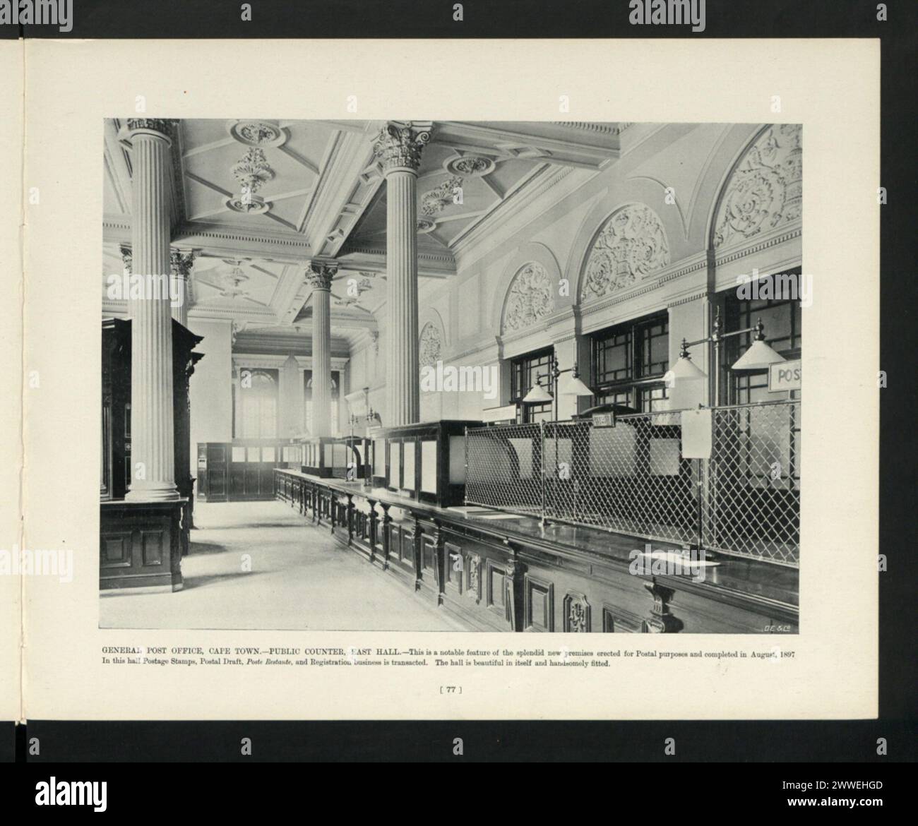 Description General Post Office, Cape Town. Public Counter, East