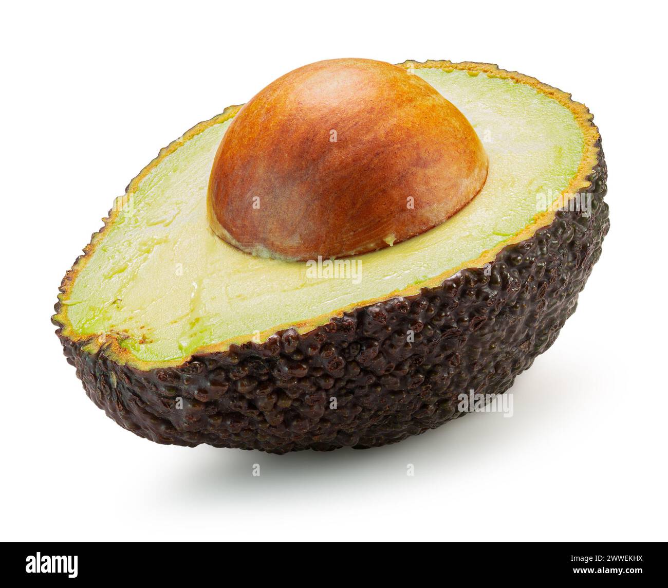 half of tasty avocado isolated on the white background. Clipping path. Stock Photo