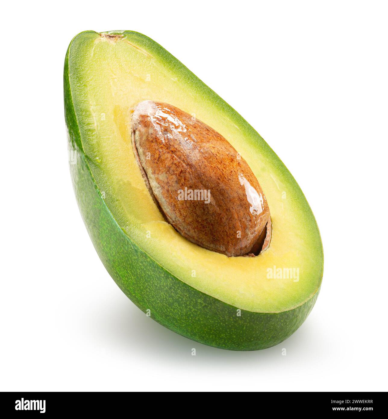 half of avocado isolated on the white background. Clipping path. Stock Photo
